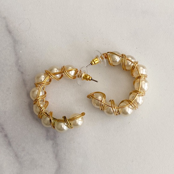 Pearl Hoop Earrings - Picture 2 of 2